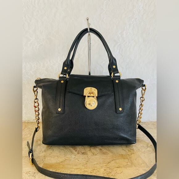 MICHAEL KORS black soft leather chain tote shoulder bag - Picture 1 of 8